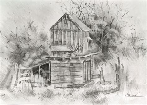 Old House Drawing Pencil on Paper | House drawing, Drawings, Pencil ...