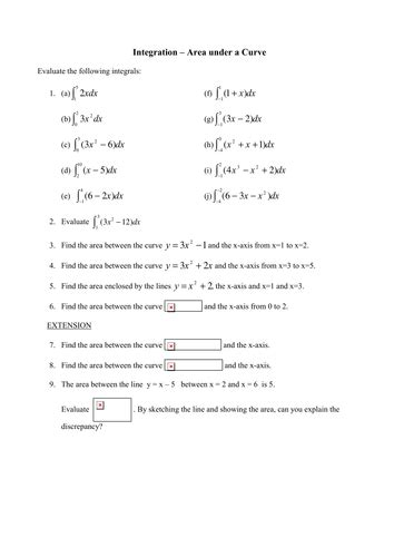 Integration Worksheet By Phildb Teaching Resources Tes