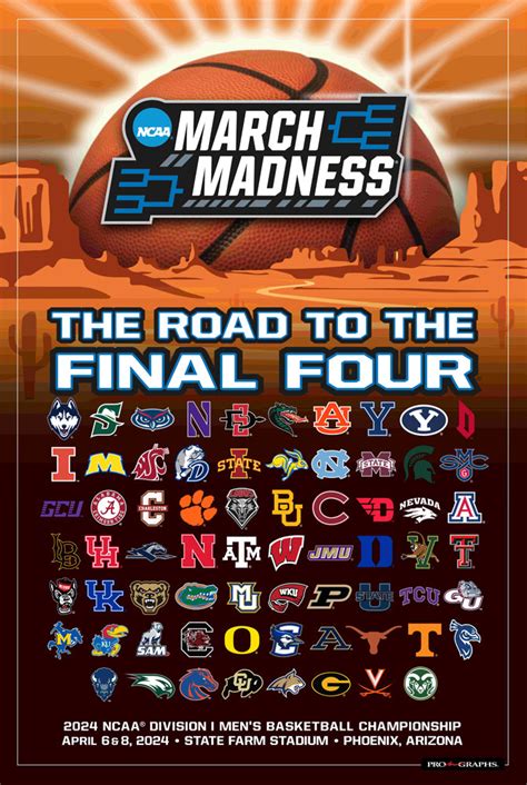 Ncaa March Madness 2024 Mens Basketball Championships Official Poster