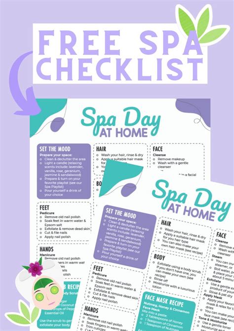 Free Spa Day At Home Printable Checklist