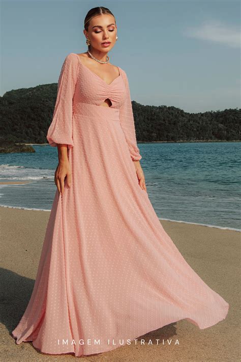 Vestido De Festa Vestido De Festa Rosa Nude Longo Camila Ladydress
