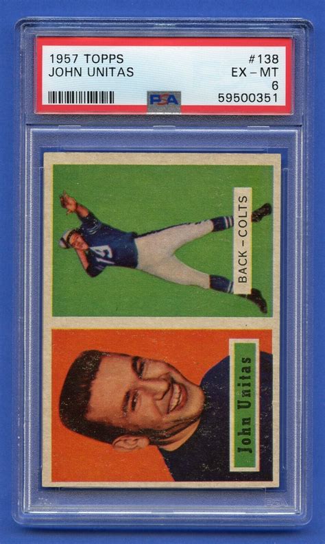 Johnny Unitas Rookie Psa Ex Mt Topps Hof Baltimore Colts Sharp