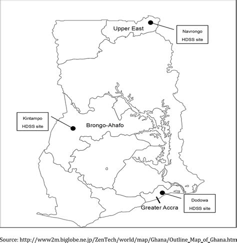 Map Of Ghana Showing The Geographical Location Of The Study Sites