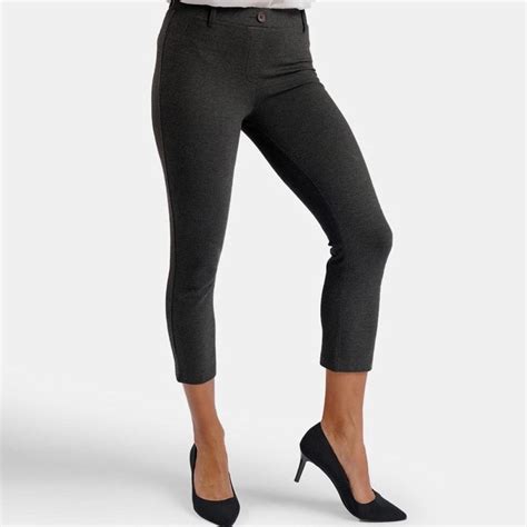 Betabrand Classic Dress Crop Charcoal Grey Yoga Pants Gem