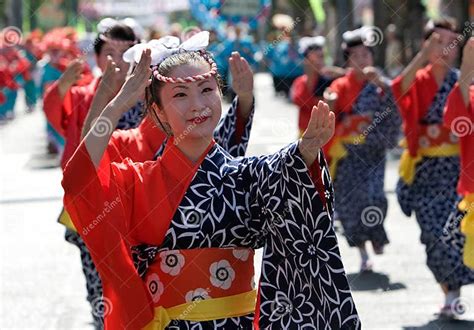 Japanese Festival Dancers Editorial Stock Image Image Of Attractive