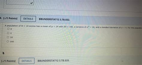 Solved 4 1 Points DETAILS BBUNDERSTAT12 3 TB 032 A Chegg