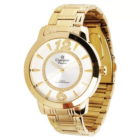 Rel Gio Champion Feminino Dourado Prova D Gua Ch D Colar E