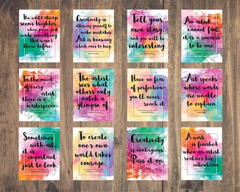 Printable Art Quotes Poster for the Classroom 12 Posters Watercolor ...