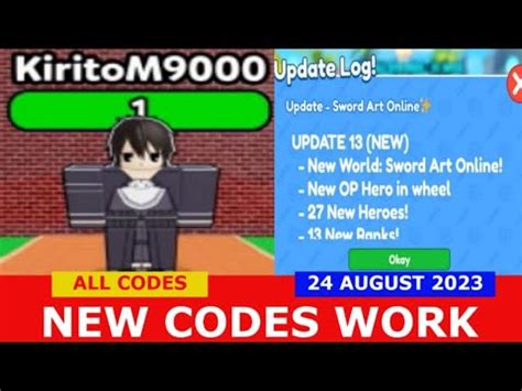 NEW UPDATE CODES UPD SAO Clicker Fighting Simulator ROBLOX ALL