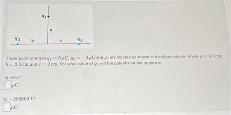 Solved Three Point Charges Q18μcq2−3μc And Q3 Are Located