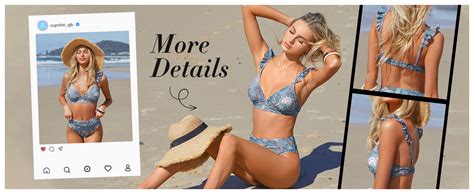 Amazon Cupshe Women Bikini Sets Piece Swimsuit High Waisted Bottom Floral Print Ruffle V