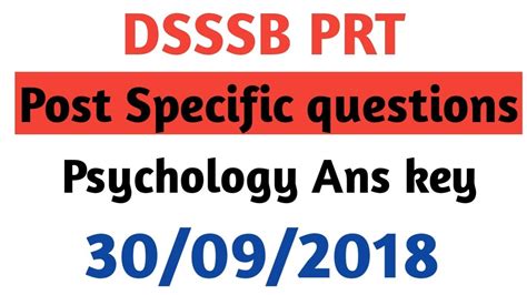 Psychology Pedagogy Answer Key Dsssb Prt Exam