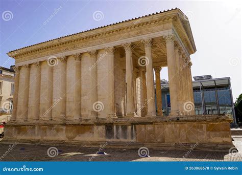 Ancient Roman Temple Maison Carree In Nimes In Occitanie Region Of