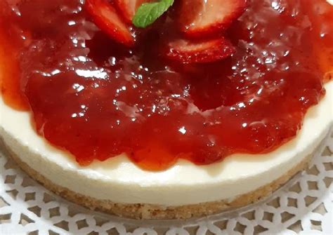 Cheesecake De Frutilla Sin Horno S Per F Cil Receta De Paulidelo Cookpad