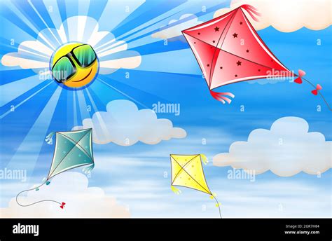 Kites flying in the sky Stock Vector Image & Art - Alamy