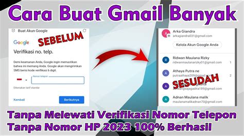 Cara Membuat Akun Gmail Banyak Tanpa Verifikasi Nomor Telepon Youtube