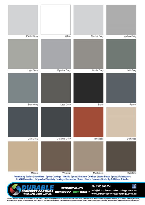 Colour Charts - Durable Concrete Coatings