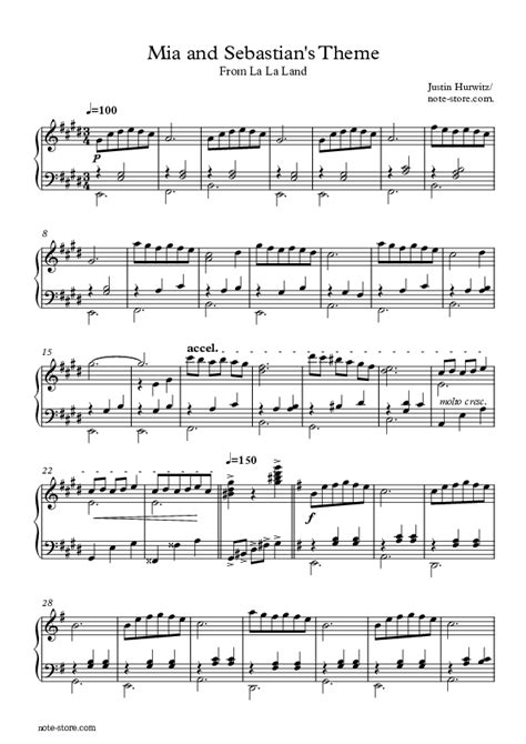 Justin Hurwitz Mia And Sebastian S Theme Sheet Music For Piano Pdf