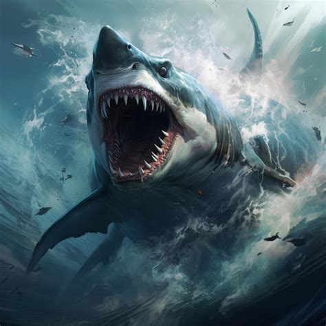 A Shark With Its Mouth Open And The Shark S Mouth Open Premium Ai Generated Image