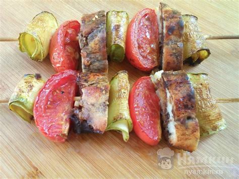 Овощные шашлычки с кабачком на шпажках в духовке рецепт пошаговый с ...