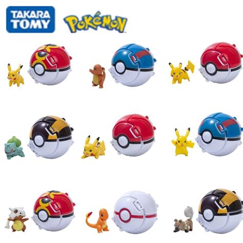 Tomy Pokemon Ball Pokeball Anime Figure Pikachu Squirtle Pocket Monster