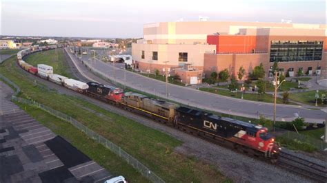 Awesome Aerial K View Long Stack Train Cn W Dpu At Moncton Nb