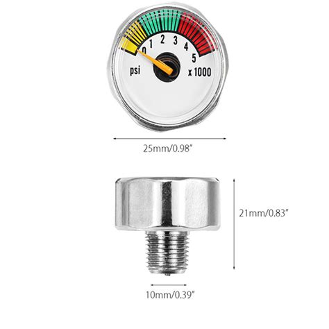 Alloy 5000 PSI Micro Air CO2 Tank Pressure Gauge 1 8NPT Threads