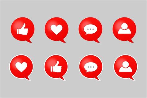 Premium Vector Like Follower Comment With Social Media Icons Set