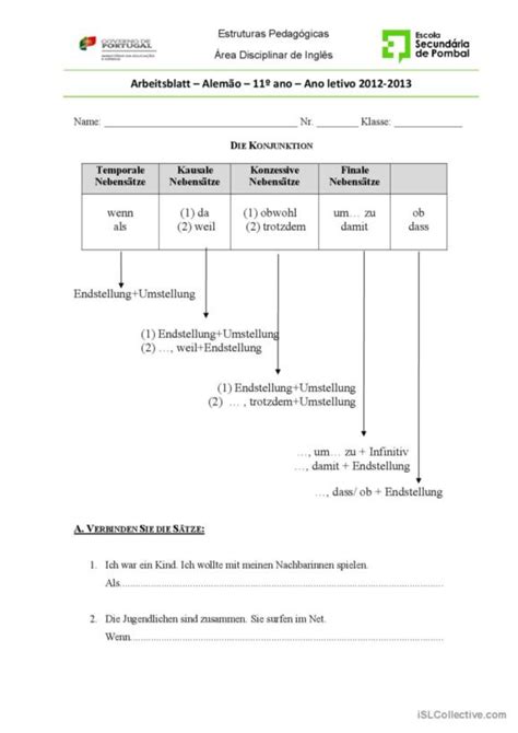 Konjunktion Deutsch Daf Arbeitsbl Tter Pdf Doc