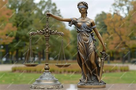 Statue Of Lady Justice Holding Scale Of Justice Premium Ai Generated