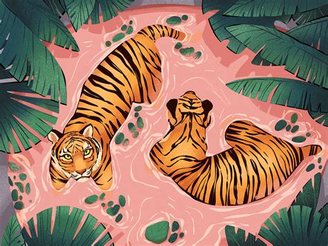 Relaxing Tigers Illustration By Tubik Arts