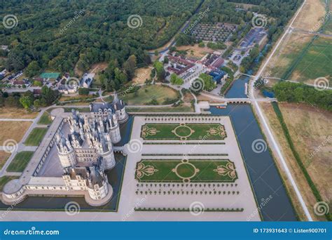 Aerial View of the Morning Landscapes in Chambord Castle, France Stock ...