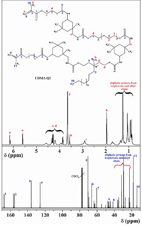 1 H Nmr And 13 C Nmr Spectra Of Udma Q1 Oligomer In Cdcl 3 Download