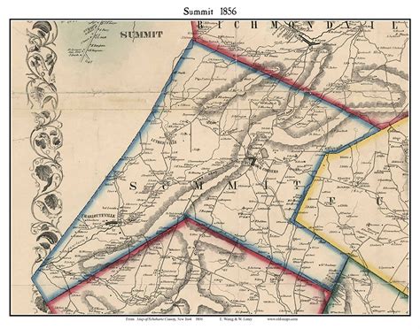 Summit 1856 Old Town Map With Homeowner Names New York Etsy