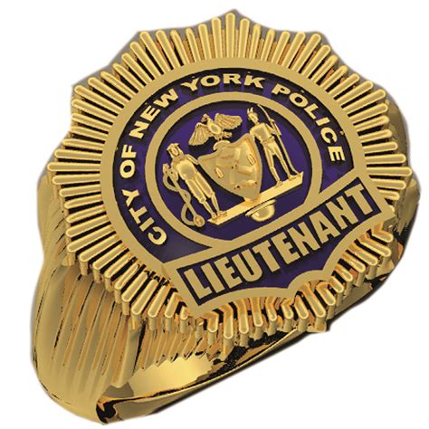 Mens NYPD Lieutenant Shield Ring - Police Jewelry