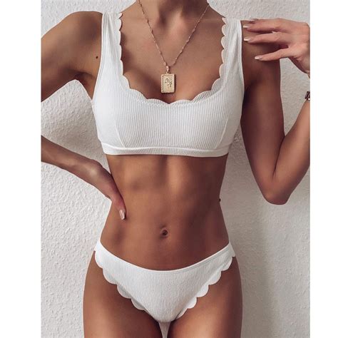 Conjunto De Bikini De Colores S Lidos Para Mujer Ba Ador Sexy Con