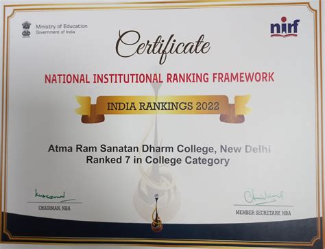 ARSD College has been Ranked 7th in NIRF Ranking 2022 by MOE Govt. of ...