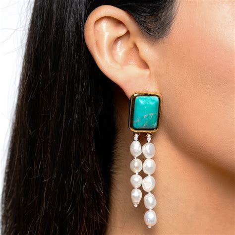 Turquoise Pearl Drop Earrings Mayamar