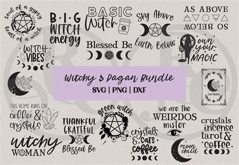 Witchy Pagan Crystal Svg Files For Cricut Bundle Mystical Etsy