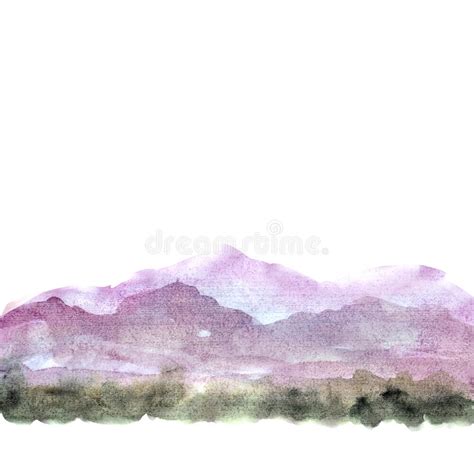 Paisagem Da Pintura Da Aquarela Fundo Montanhas Ilustra O Stock