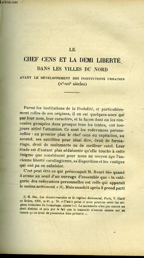 Les Chefs Cens Et La Demi Liberte Dans Les Villes Du Nord Avant Le