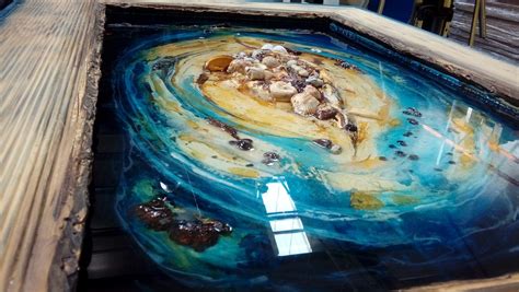 Resin Tableepoxy Resin Tabletopocean Design By Gkartbox Resin And Wood Diy Resin Art