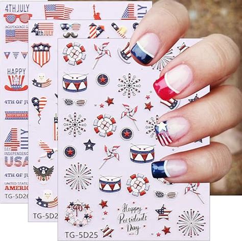 Amazon Sheets Independence Day Nail Stickers D Self Adhesive