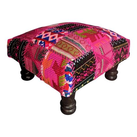 Fuchsia Patchwork Bohemian Footstool In 2020 Patchwork Funky