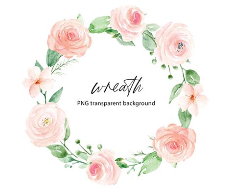 Watercolor Flowers Wreath Floral Clipart Frame With Pink Etsy In 2021