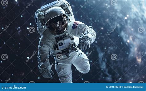 Astronaut Man in Space Suit Floating in Space Stock Illustration ...