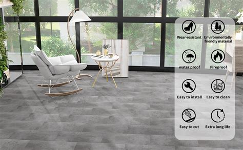 MULGREAT Peel And Stick Floor Tile PVC Vinyl Flooring 24 X12 12pcs