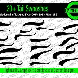 Swoosh Bundle Svg Swoosh Swirl Svg Swish Swash Swoosh Svg Font Tails