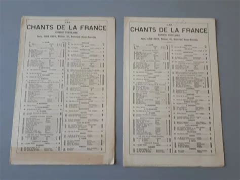 Ancienne Partition De Chansons Les Chants De La France G Tell Et Le