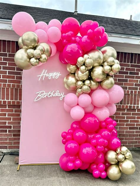 Pink Balloon Garland In 2024 Simple Birthday Decorations Pink Balloons Birthday Balloon